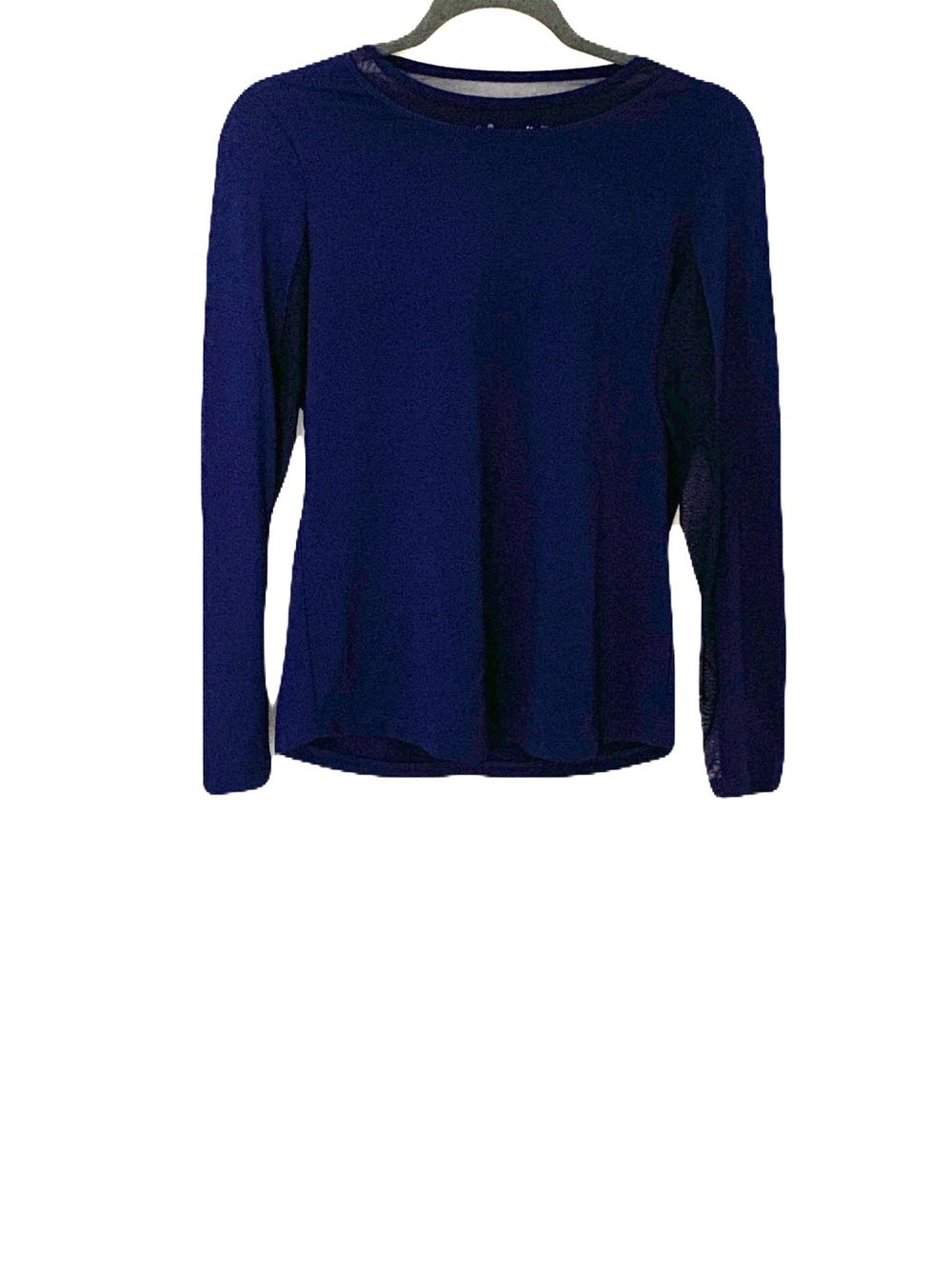 IBKUL Small Long Sleeve Mesh Vented UPF Sun Protection Crewneck Top Navy Blue